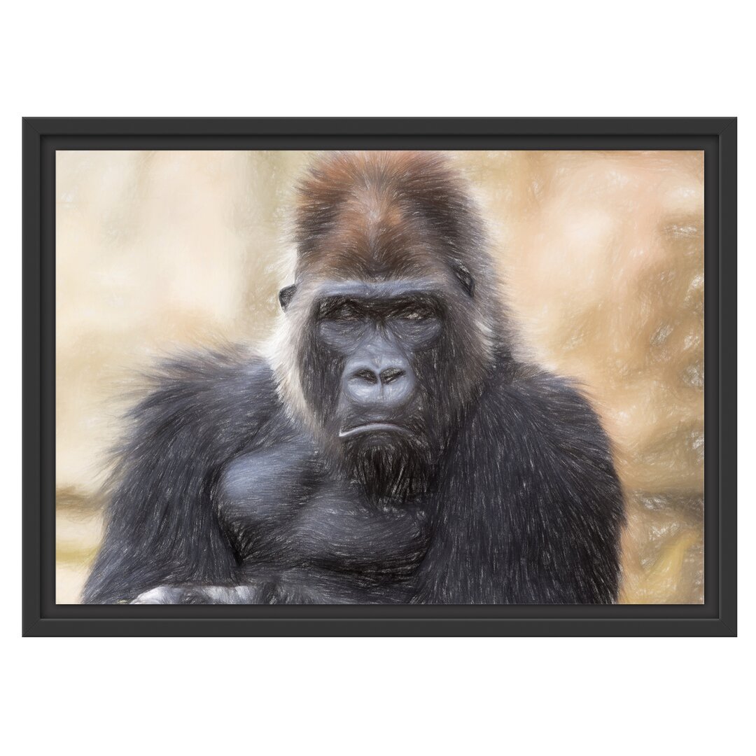 Gelangweilter Gorilla Gerahmter Fotodruck