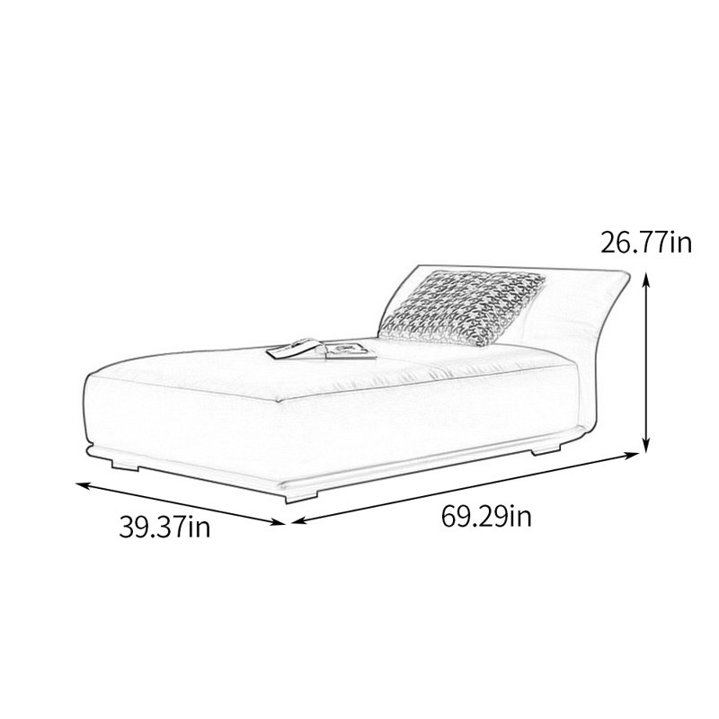 Spacious Faux Leather Indoor Chaise Lounges, Black