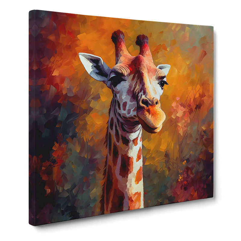 Giraffe Neo-Impressionism - Wrapped Canvas, 50cm H x 50cm W x 3cm D