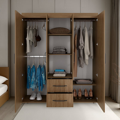 Armoire 4 portes en chêne naturel