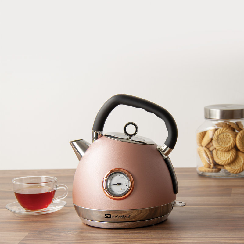 SQ Professional Epoque 1.8L Stainless Steel Electric Tea Kettle, Pink