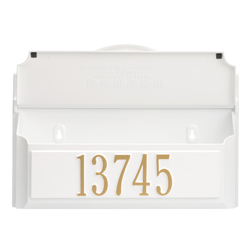 Wall Mounted Mailbox, White/Gold, Yes