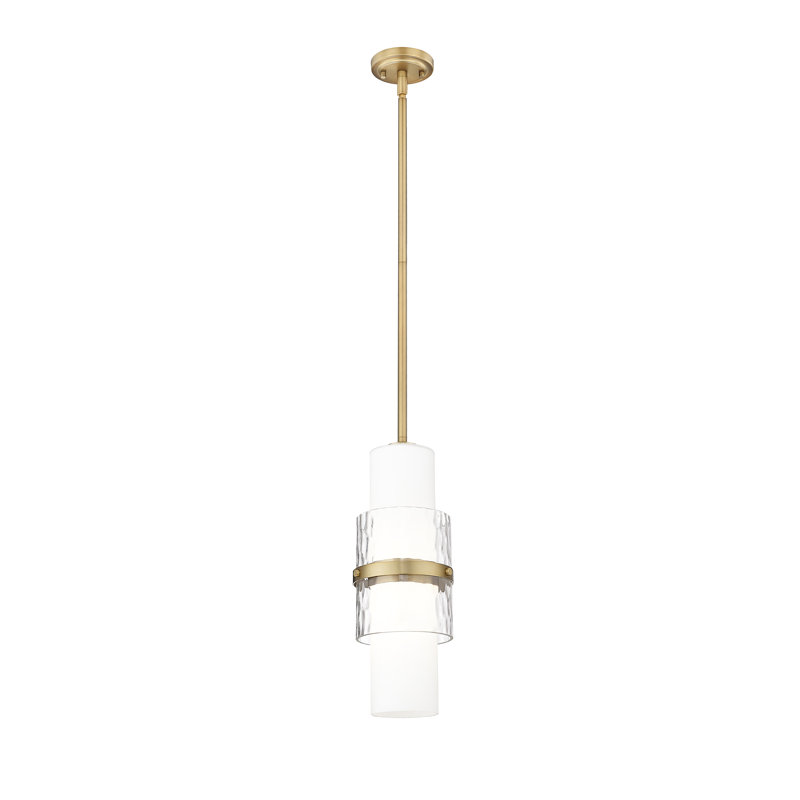 Luminaire suspendu cylindrique à 1 lumière Bryelle, Or moderne