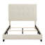 Grand lit plateforme tapissier capitonné beige