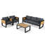 Ensemble de conversation d'extérieur en aluminium 4 pièces, ensemble de conversation pour 5 personnes avec canapé 3 places, 2 fauteuils et table basse-129990985