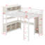 Lit mezzanine avec garde-robe intégré, bureau en L et tablettes de rangement-2069539482