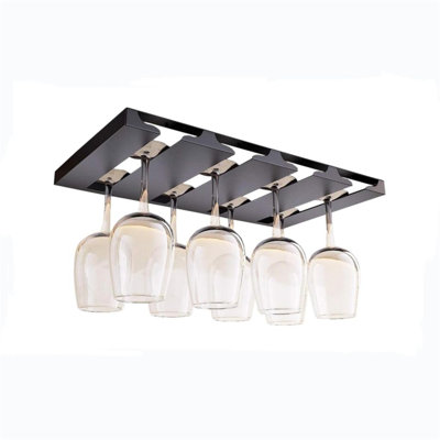 Stainless Steel Wine Glass Rack in Black