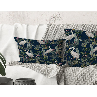 Coussin Rectangle, chinoiserie avec oiseaux et pivoines VII - imprimé traditionnel