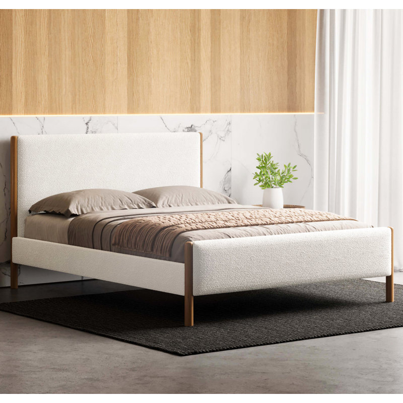Earley Upholstered Platform Bed, Queen, White