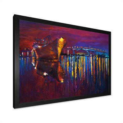 " Purple Cargo Ship In Cities "