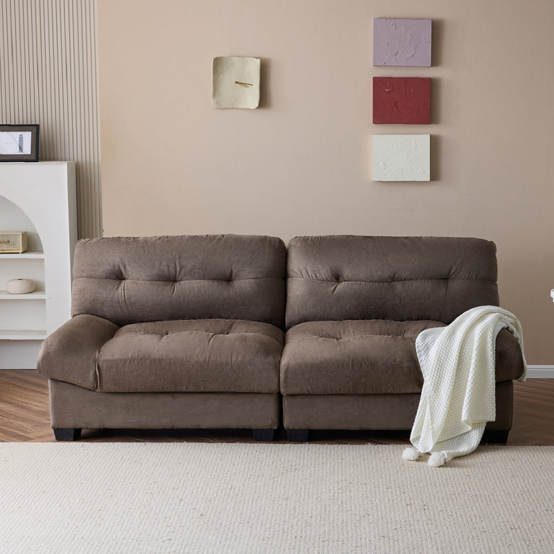 Causeuse en velours 80 po Cloud, Brun