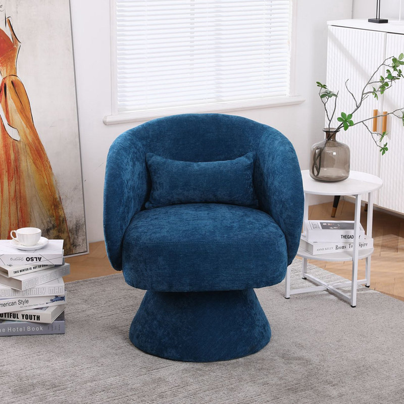 Huertes Upholstered Swivel Armchair, Teal Fabric