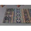Tapis de couloir antique en patchwork turc bleu pour la cuisine et le couloir - Style rétro Oushak