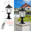 Lampadaire solaire d'extérieur avec DEL à crépuscule, lanterne rétro, aluminium noir résistant aux intempéries-116629177