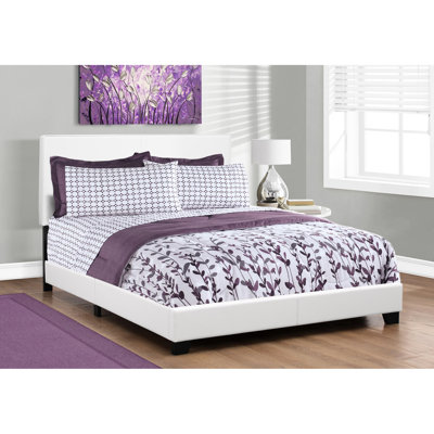 Bedroom Queen Bed, Upholstered In White Material For Comfort Bed With Headboard, Luxury