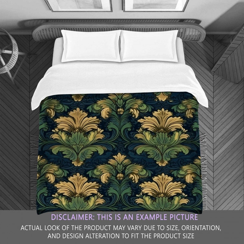 Polyester Comforter, Twin Comforter, Green/Blue Damask