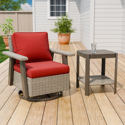 Ensemble de conversation d'extérieur 2 pièces avec chaises berçantes pivotantes en osier et table d'appoint