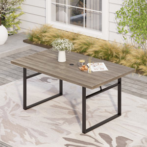 Romio Metal Frame Wood-like Outdoor Patio Dining Table
