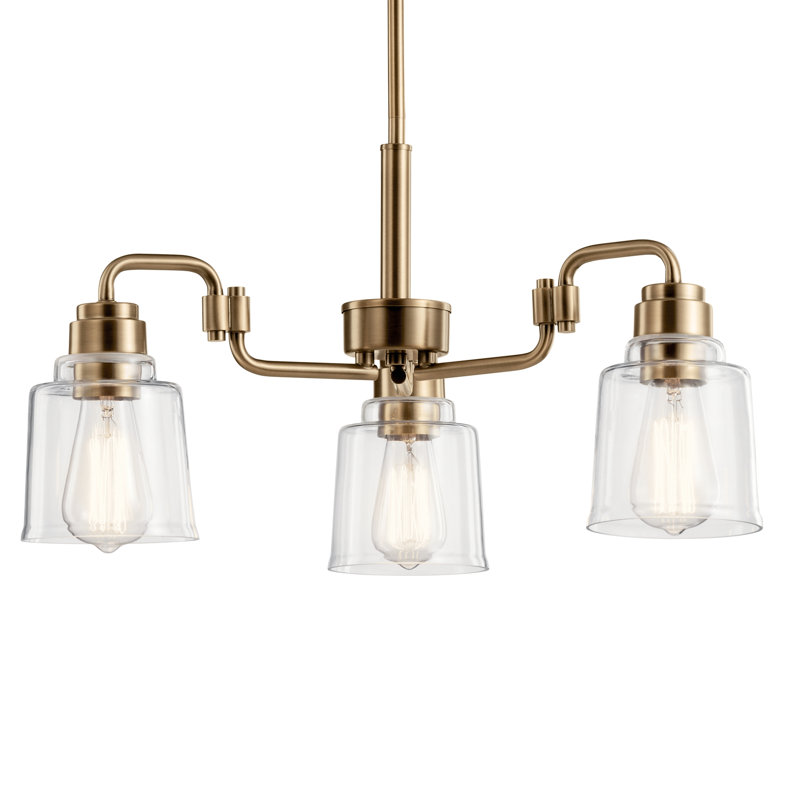 Aivian 3 - Light Geometric Chandelier, Weathered Brass, 3