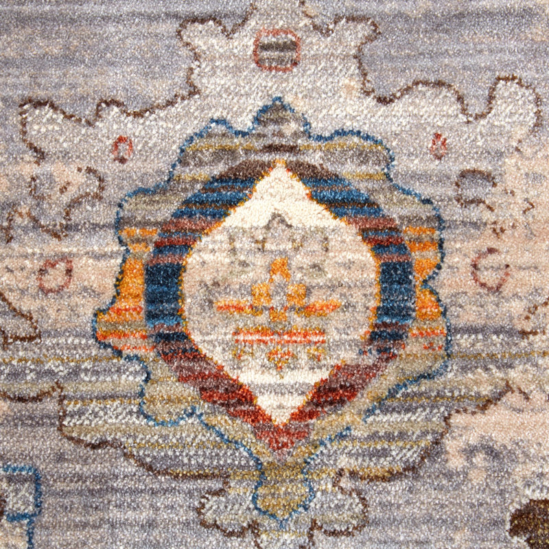 Tapis gris/ivoire border Kalish, Rectangle 2 pi 7 po x 4 pi 2 po