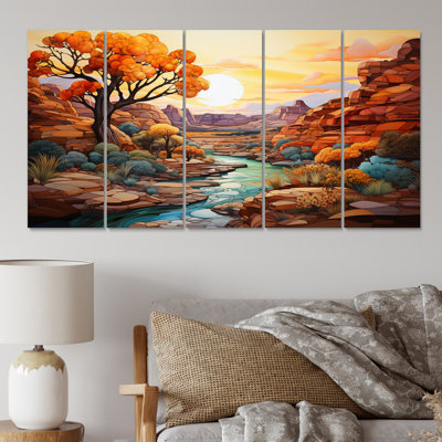 Bold Landscape Canyon Desert I - Paysages, art mural, salon - 5 panneaux égaux