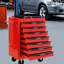 Armoire à outils en métal à 7 tiroirs en rouge et noir, acier laminé à froid, glissières à roulement, capacité de chargement de 15 kg, armoire pivotante à 4 verrous, charge-1576161239