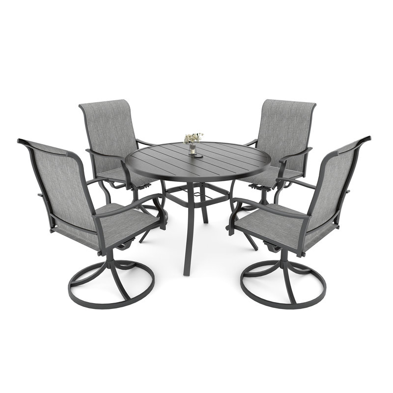 Ensemble de salle à manger pour 4 personnes avec chaises pivotantes, Hard Stone