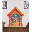 Décoration murale suspendue porte en bois figurine village crèche