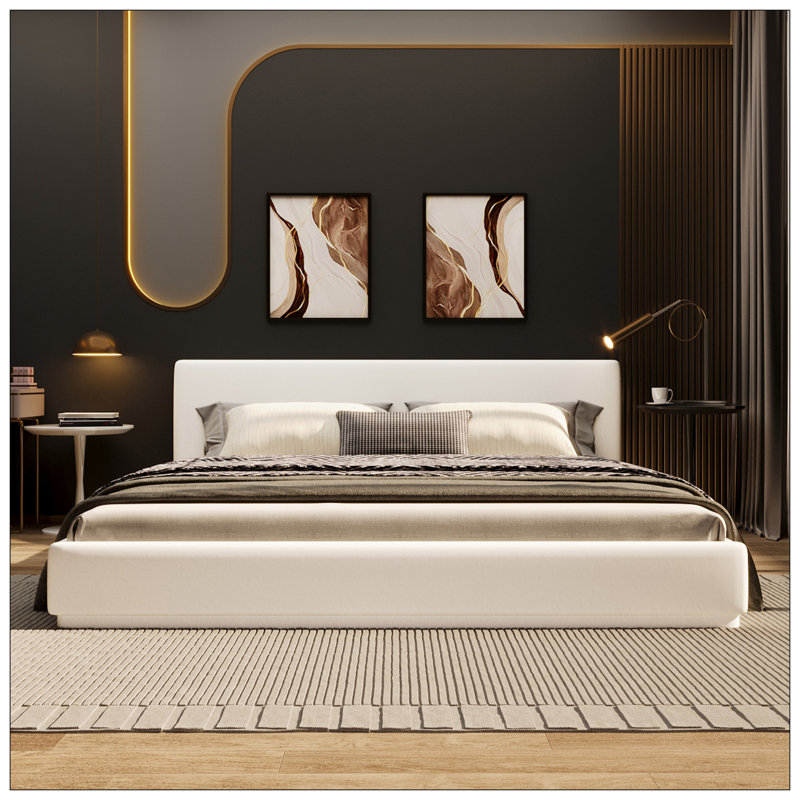Lit tapissier, grand, blanc, Grand