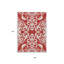 Tapis intérieur lavable damassé rouge et ivoire 5 pi x 8 pi
