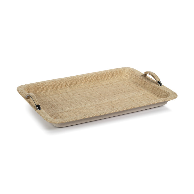 Plateau en raphia / chambray Gracie Oaks Kariyana, H 1,25 po x l 14 po x P 18 po
