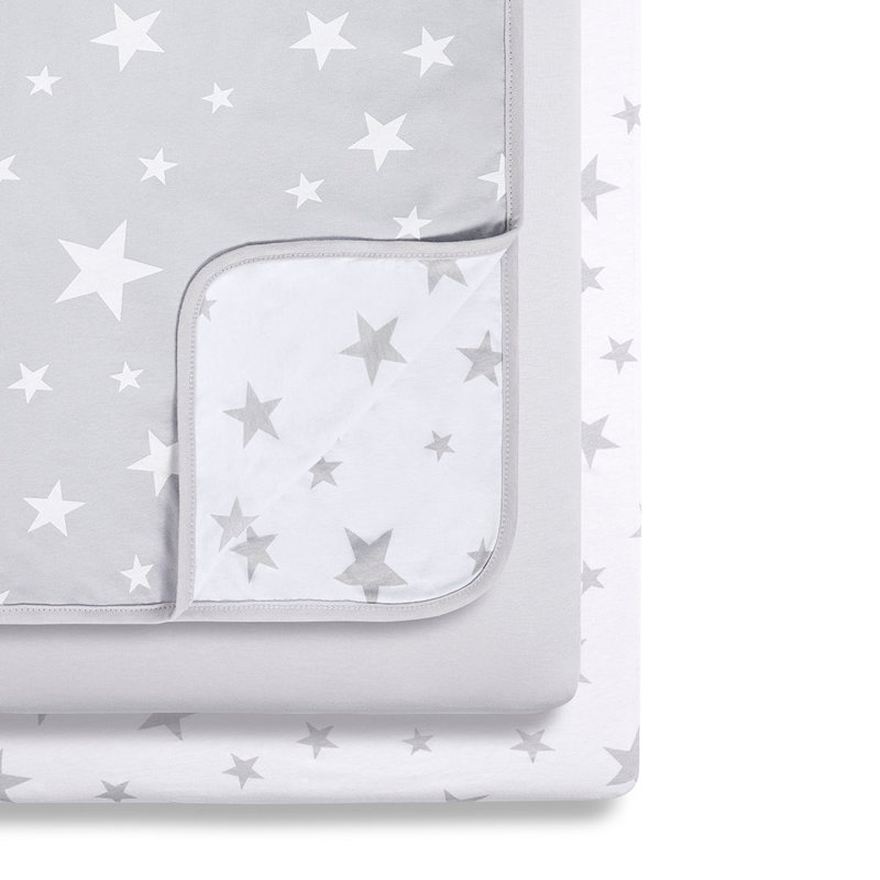 Snuz 3pc. Ensemble de literie - Lit de bébé - Étoile grise