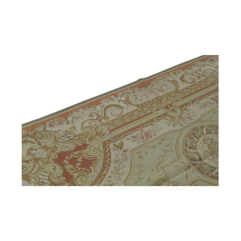 Tapis vert et rouille de haute qualité noué à la main