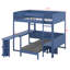 Lit mezzanine double avec bureau, structure de lit mezzanine en bois avec canapé, DEL et tablettes, lits superposés convertibles lit mezzanine-65032218