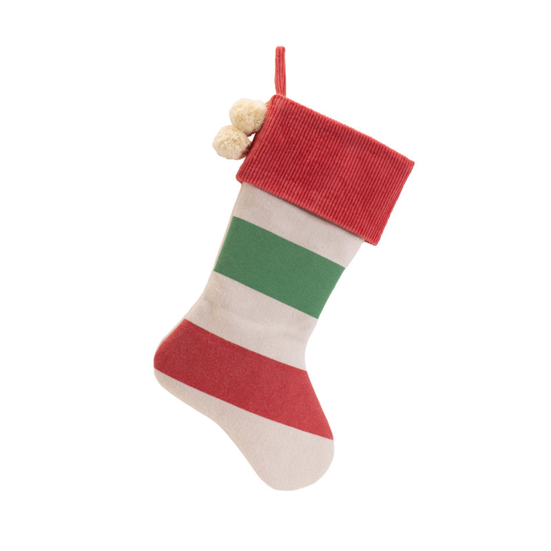 Chaussette de Noël rayée en laine (ensemble de 2)