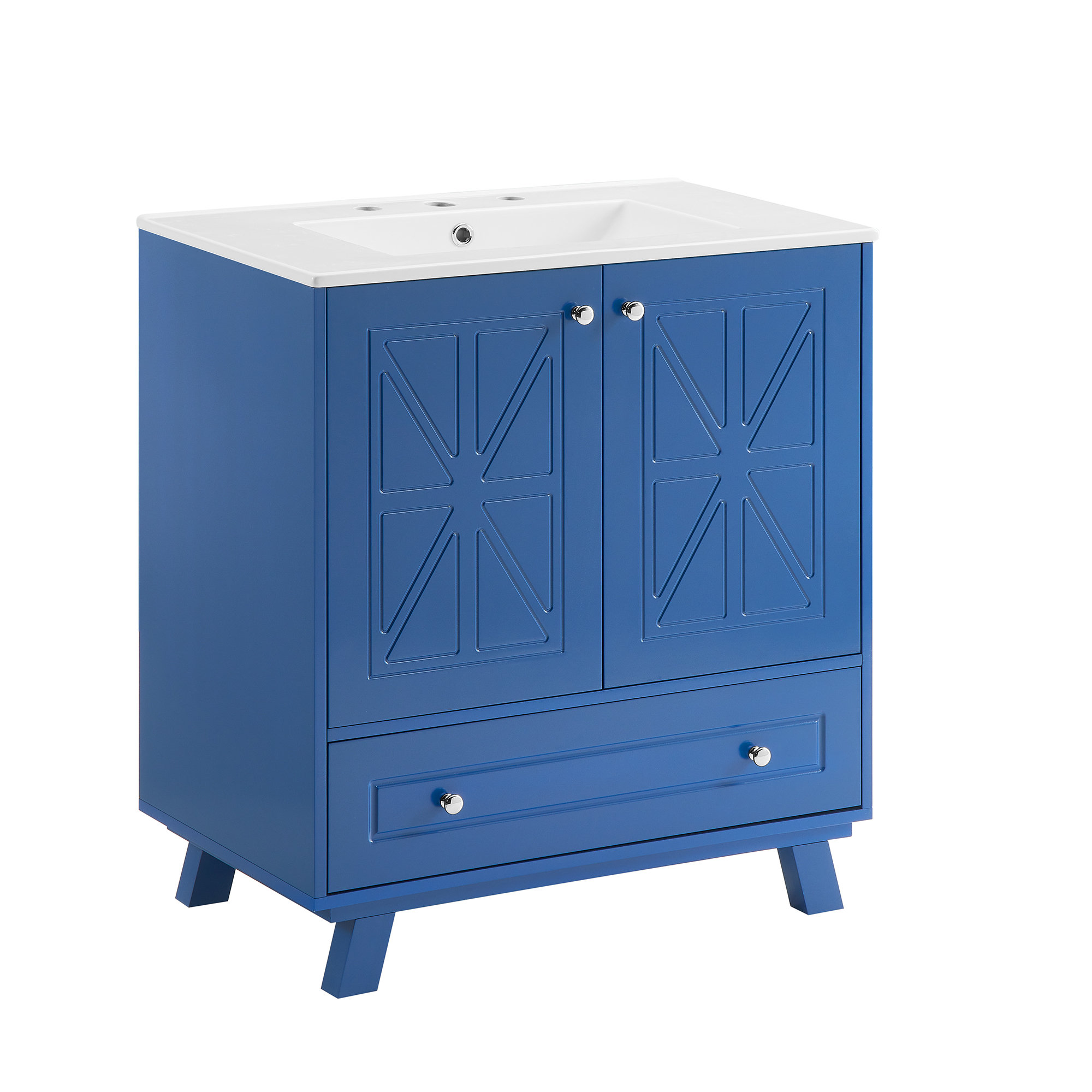 Ebern Designs 30 Solid Wood Blue Bathroom Vanity Cabinet Wayfair