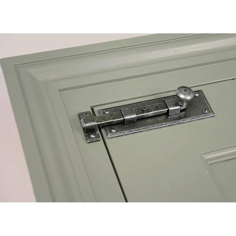 Straight Knob Bolt, 5.2cm H x 15.8cm W x 3.4cm D, Pewter Patina