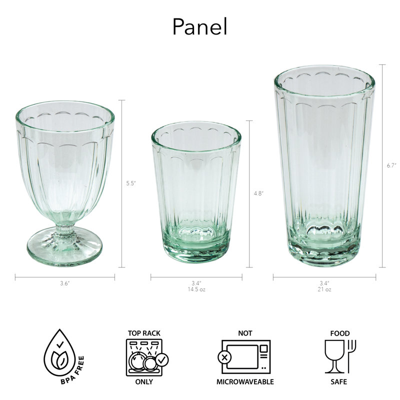 Panel Acrylic Drinking Glass - Clear - 14.5 oz