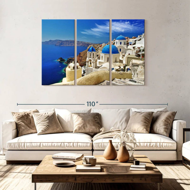 Kavia Santorini Cliffside Caldera, 48" H x 74" W