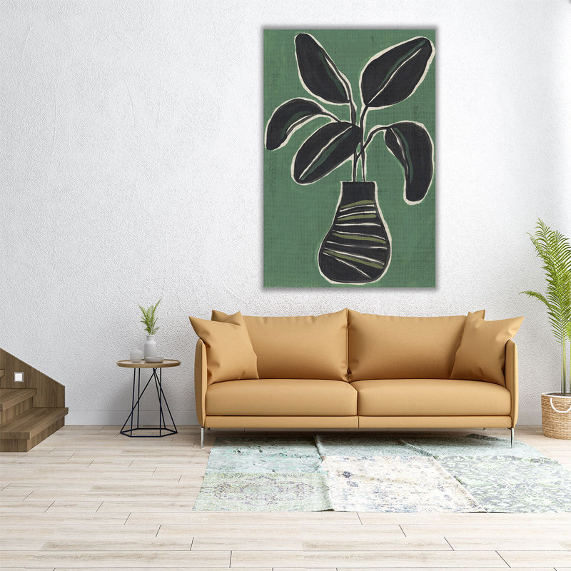 «Jade Pots Palm I», reproduction d'art sur toile, H 30 po x l 20 po