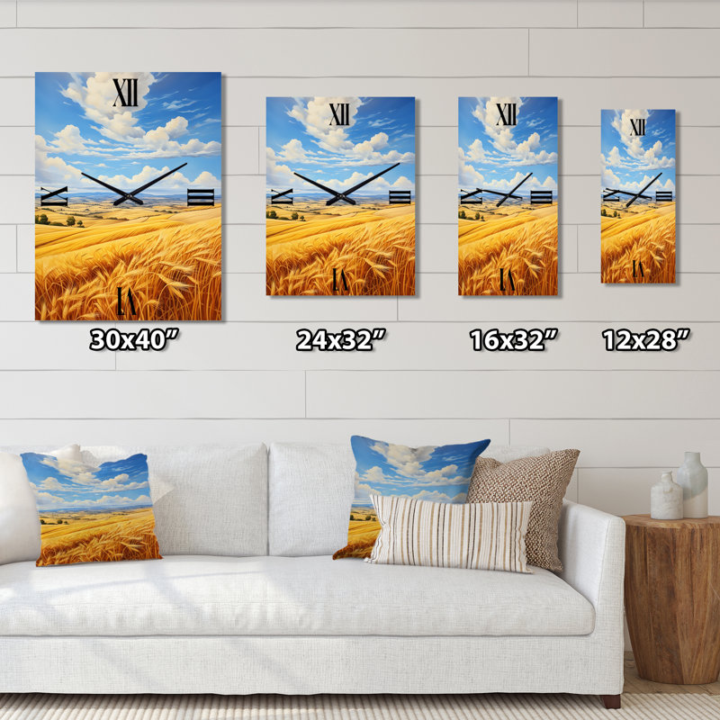 Horloge murale moderne Wheatfield On A Summers Day, Petit