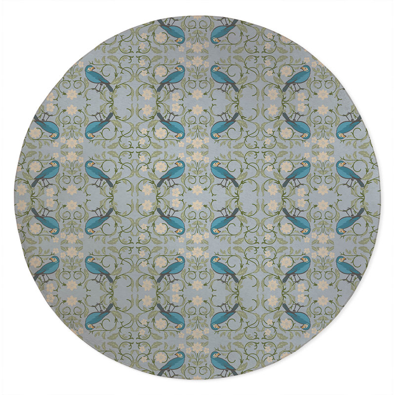 Tweetie Soft Step Outdoor Area Rug, Blue, Round 5'