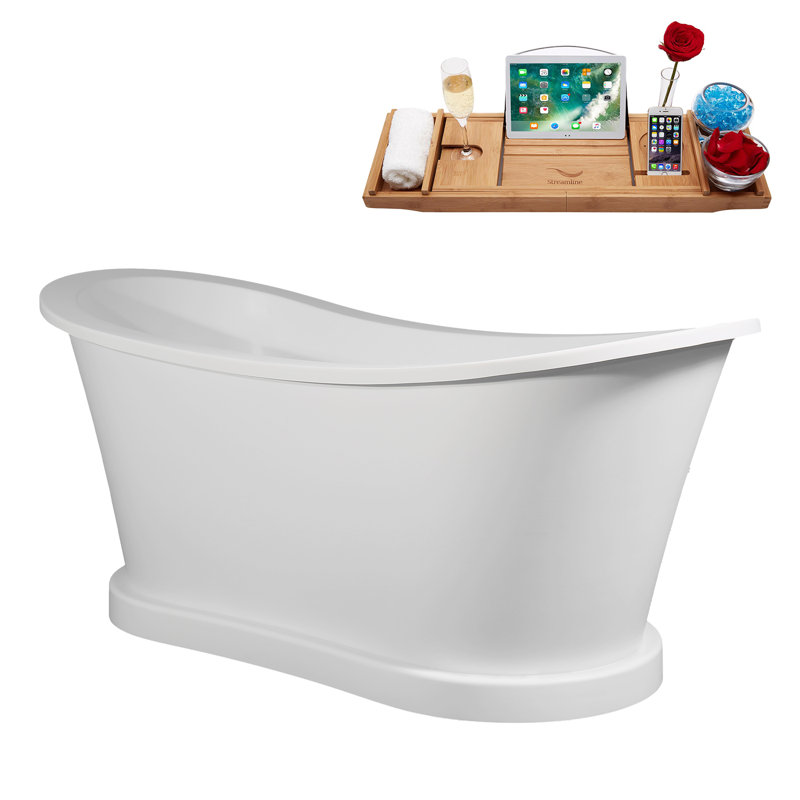 Baignoire autoportante 66 "avec drain interne Streamline, Laiton brossé