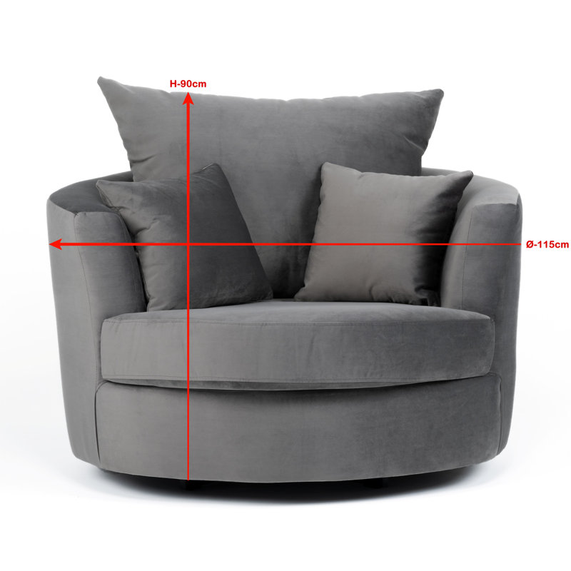Laci Velvet Swivel Armchair, Asphalt