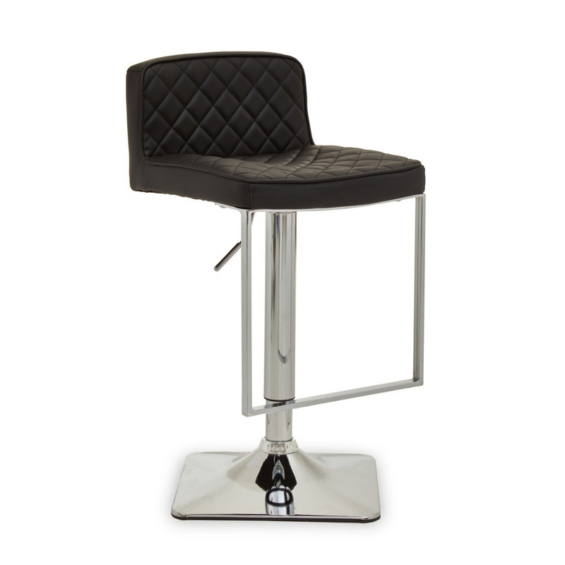 Ainoriitta Swivel Upholstered Adjustable Height Counter Stool with Metal Frame, Black, Chrome