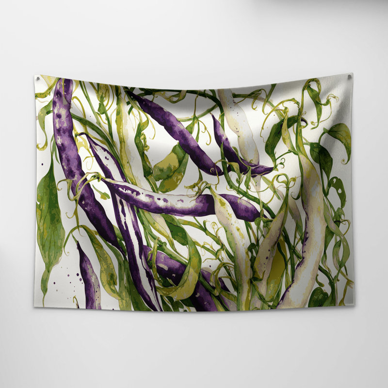 Tapisserie murale légumes, haricots langue de dragon, 68 po x 80 po