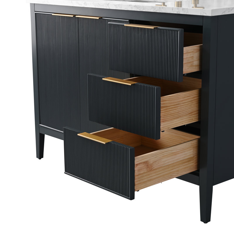 Emma 48" W Single Vanity, Vintage Blue/Brushed Bronze