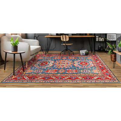 Tapis vert et rouge noué à la main de haute qualité