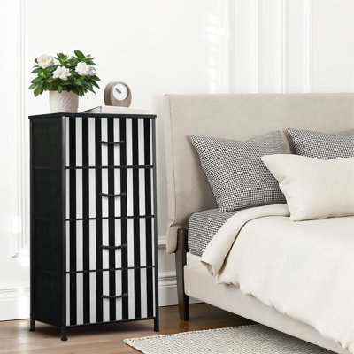4 Drawer Dresser for Bedroom, Narrow Chest of Drawers, Wooden Top and Study Iron Frame 18"x37.5"-(WxH)