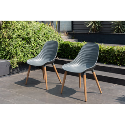 Clegg Outdoor Patio 2pc FSC Certified Wood Dining Chairs by George Oliver